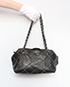Chain Stitch Shoulder Bag, &pound;450, Handbags, Black, Lambskin Leather, Front view